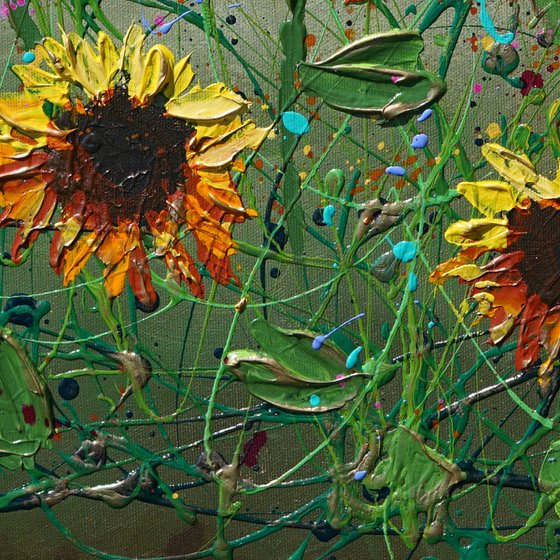 Blossoming Sunflowers