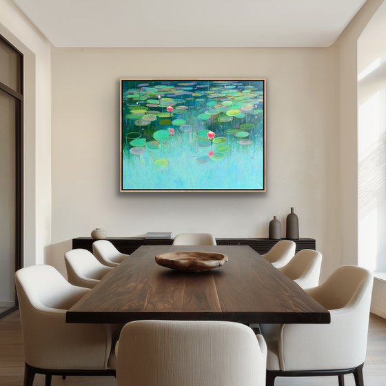 Blossoms in Teal