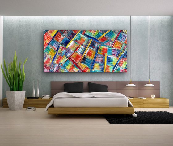 "Divide And Conquer" - 20% OFF For A Limited Time -72 x 36 inch, 183 x 92 cm Xt Large Abstract Oil Painting On Canvas