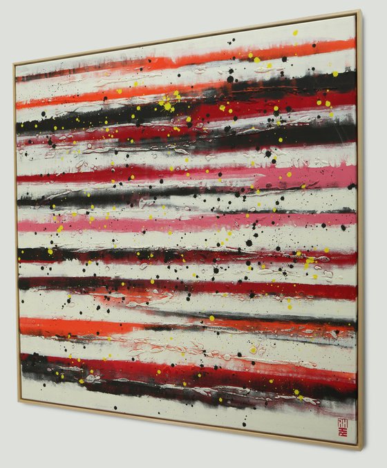 Incl Frame - XL Painting - Red Line Pictures - 125x125cm - Ronald Hunter - 30F