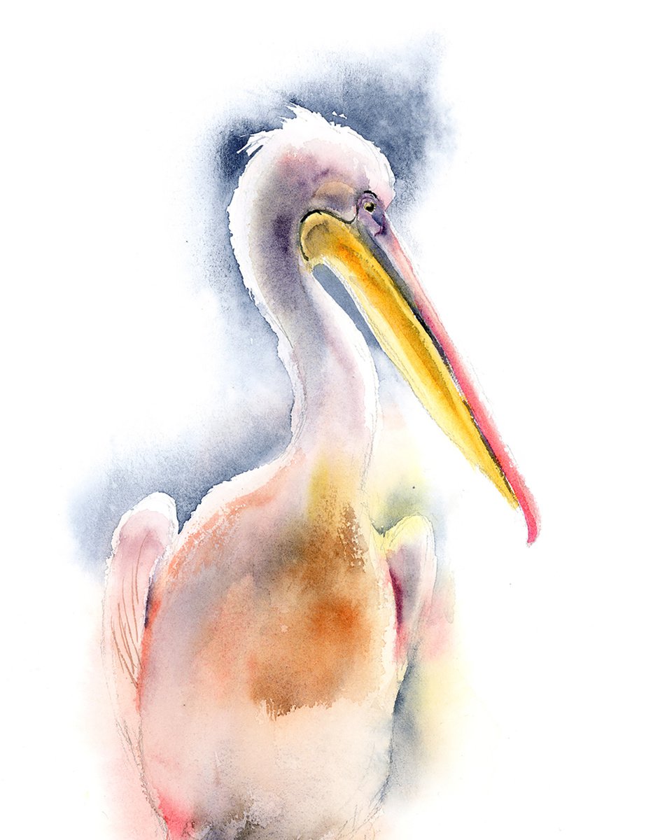 Pelican in Ground Effect : Sandra Watercolors™ : ORIGINAL PAINTING