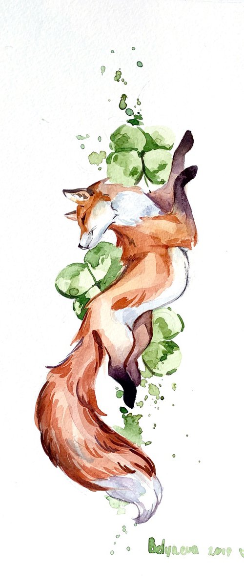 Fox with clovers by Belyaeva Oleksandra