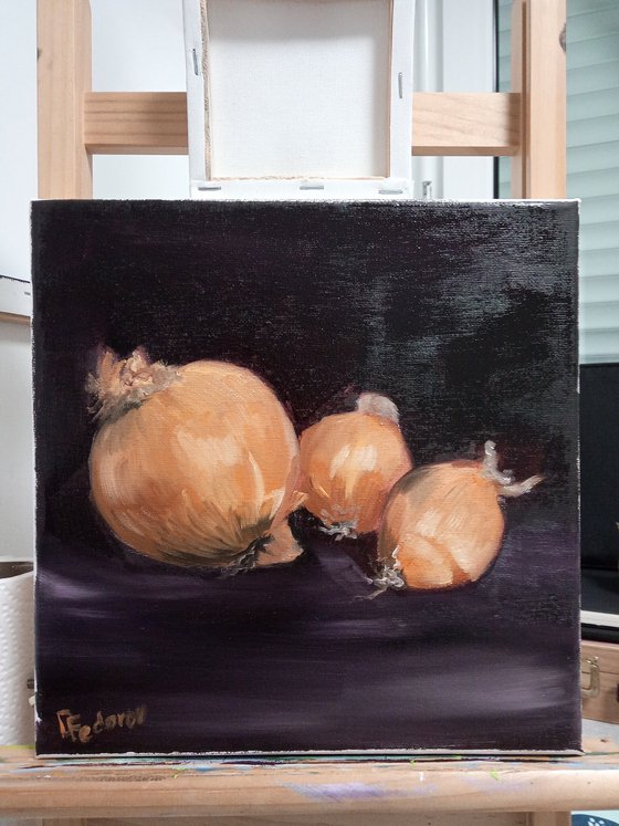 Still life with onions