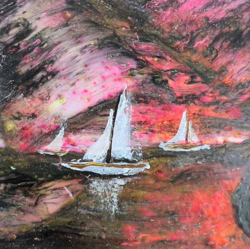 Sailing At Dusk by KM Arts
