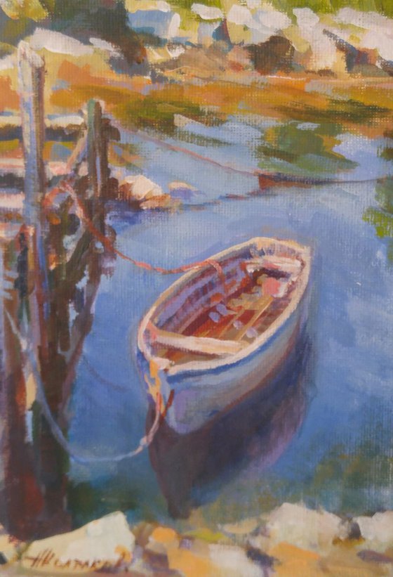 Resting boat (5x7x0.1'') (framed 8.7x7x0.5")