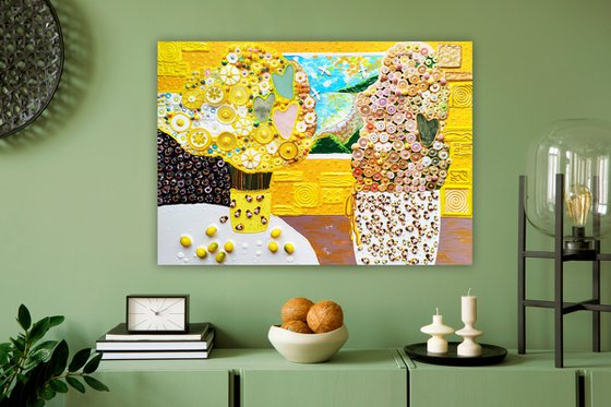 Yellow still life (NATURAL GEMSTONES & mosaic)