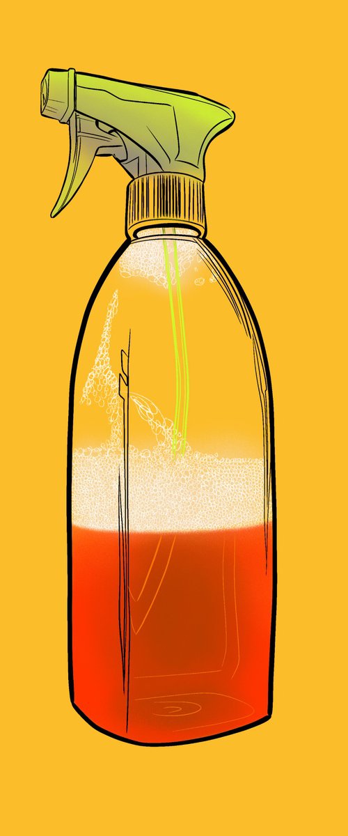 Cleaning Spray on Yellow Digital Drawing by Louis Savage