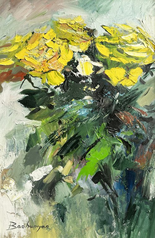 Yellow abstract roses by Vahe Bagumyan