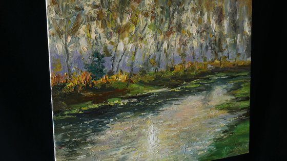 November Sunlight - original sunny landscape, painting