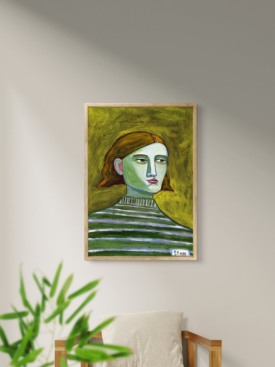 Lady with Striped Sweater