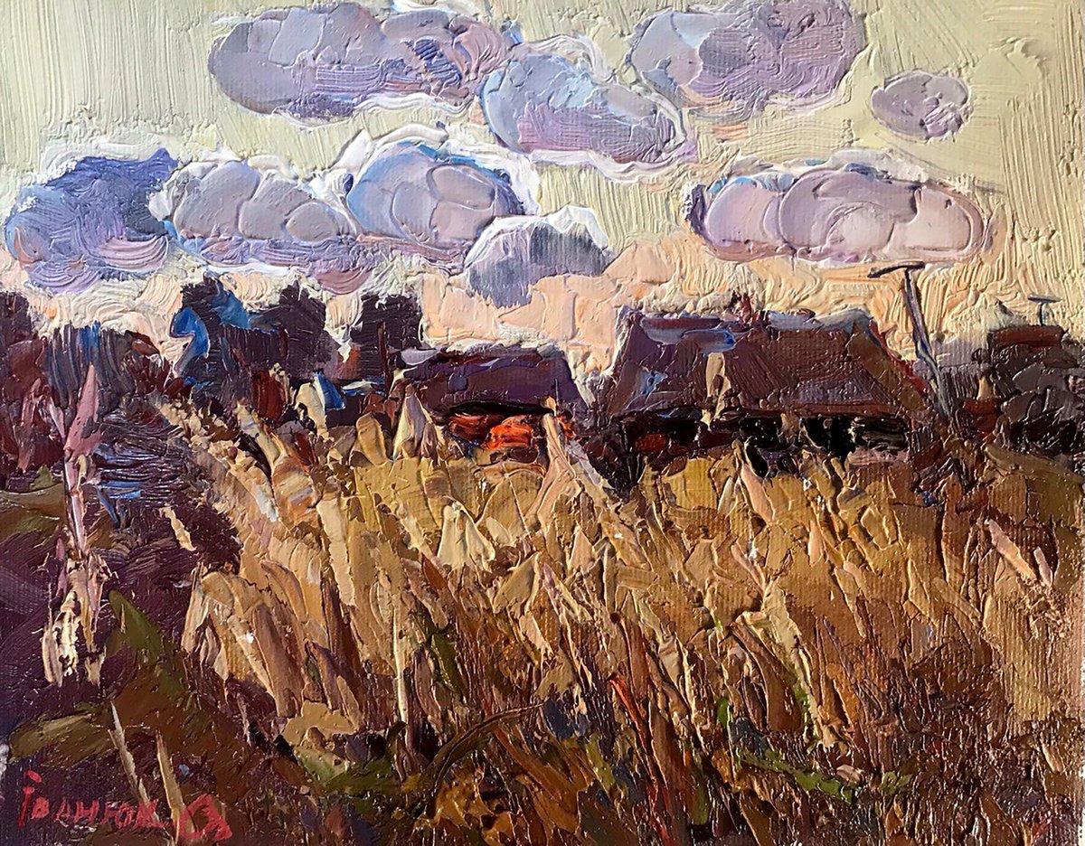 Impressionistic Landscape Oil Painting By Kalenyuk Alex, 10 X 8", The Clouds Are Floating, Original Artwork