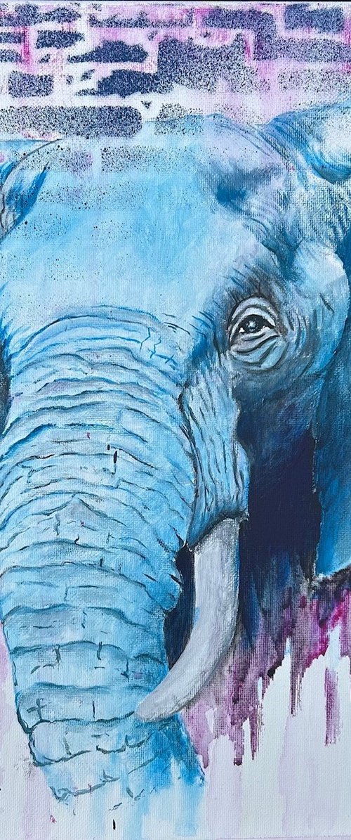 Elephant Pink 'n' Blue by Sabrina’s Art