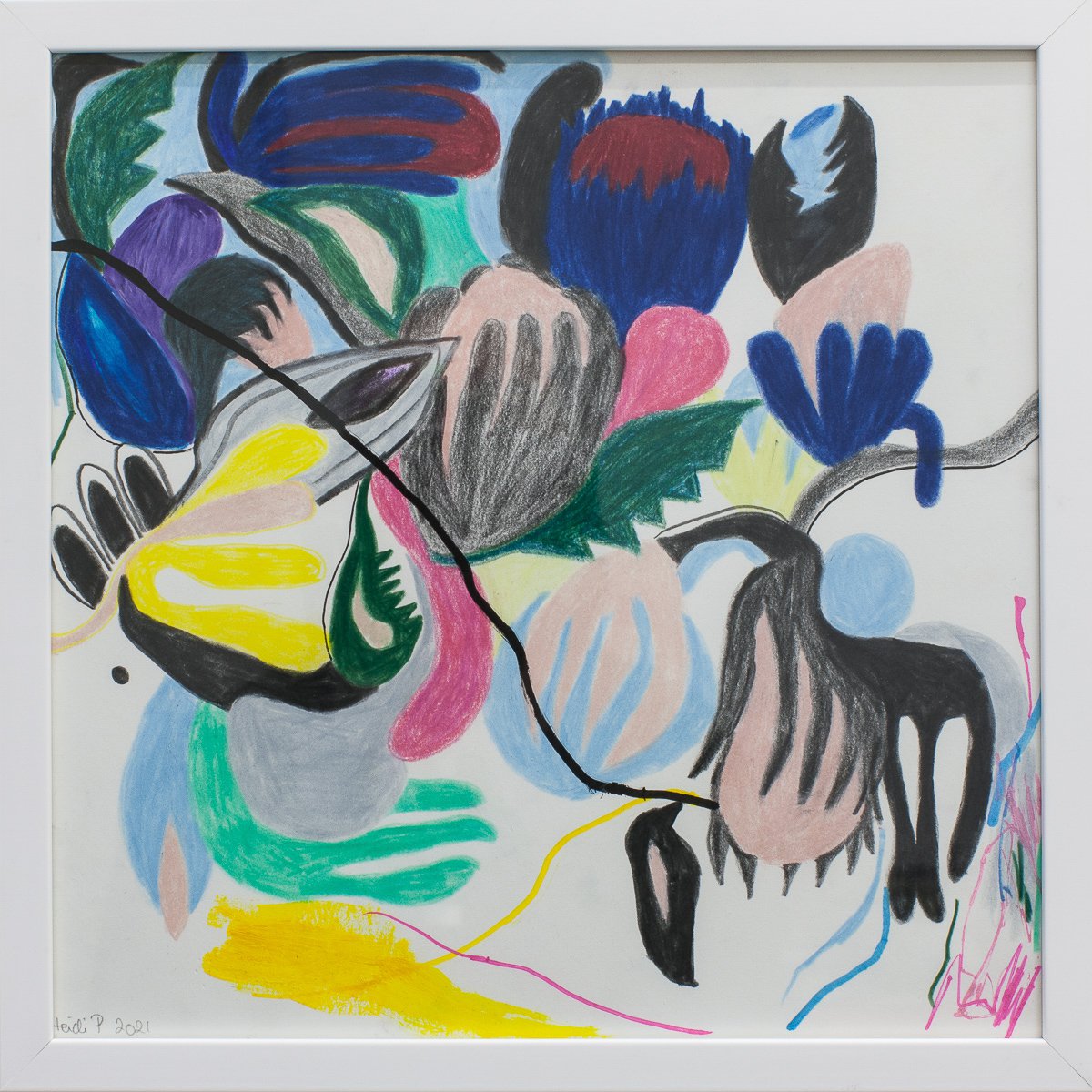 Organic Drawing , Disappearing Flowers By Heidi P, 13 X 13, Artwork For Sale On Artfinder