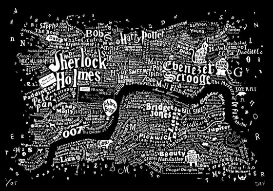 Literary Central London Map (black screenprint)