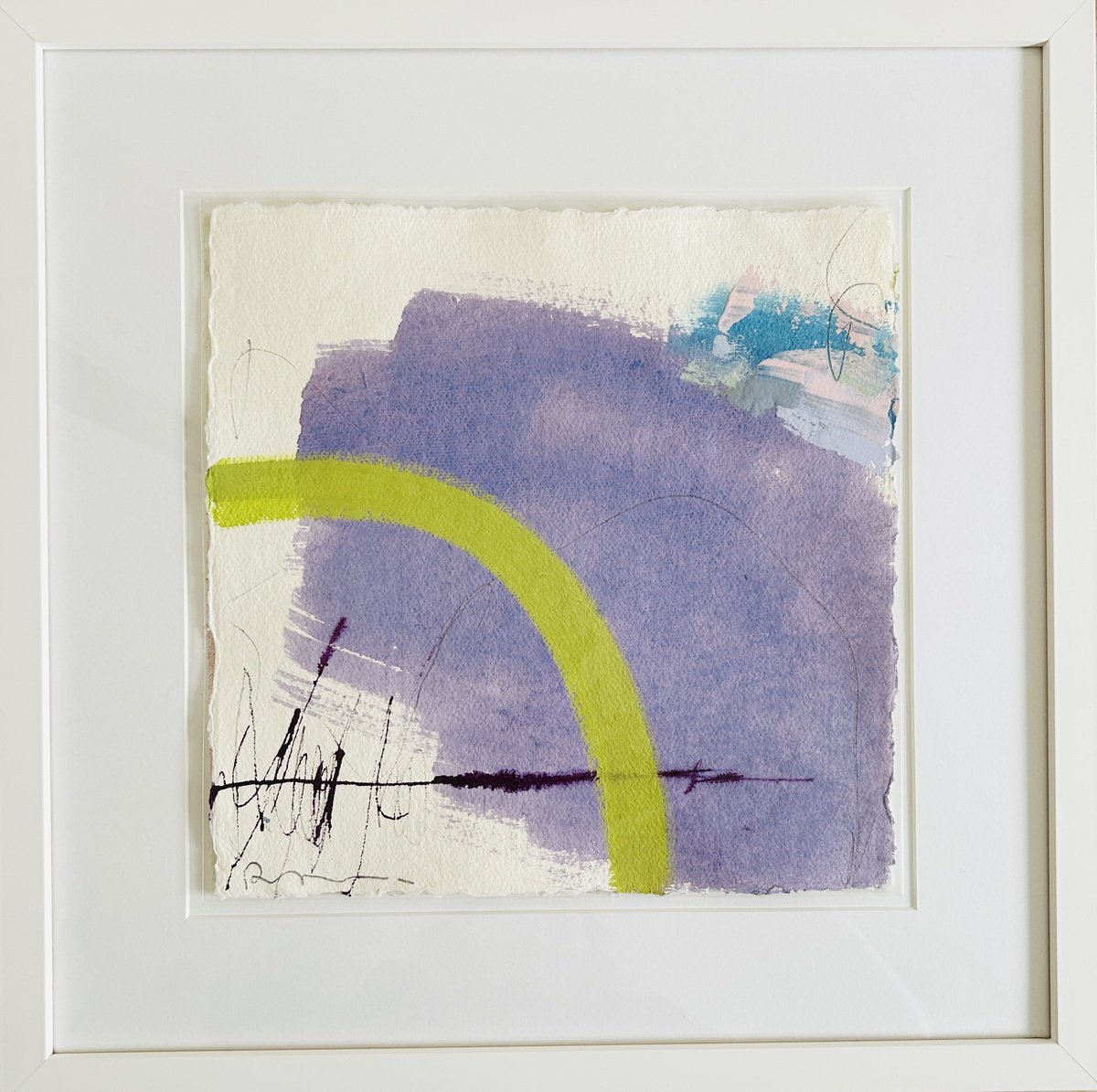 Abstract Ink Drawing By Ryoko Minamitani, 12 X 12", Conversation With Line And Colour 65, Original Artwork