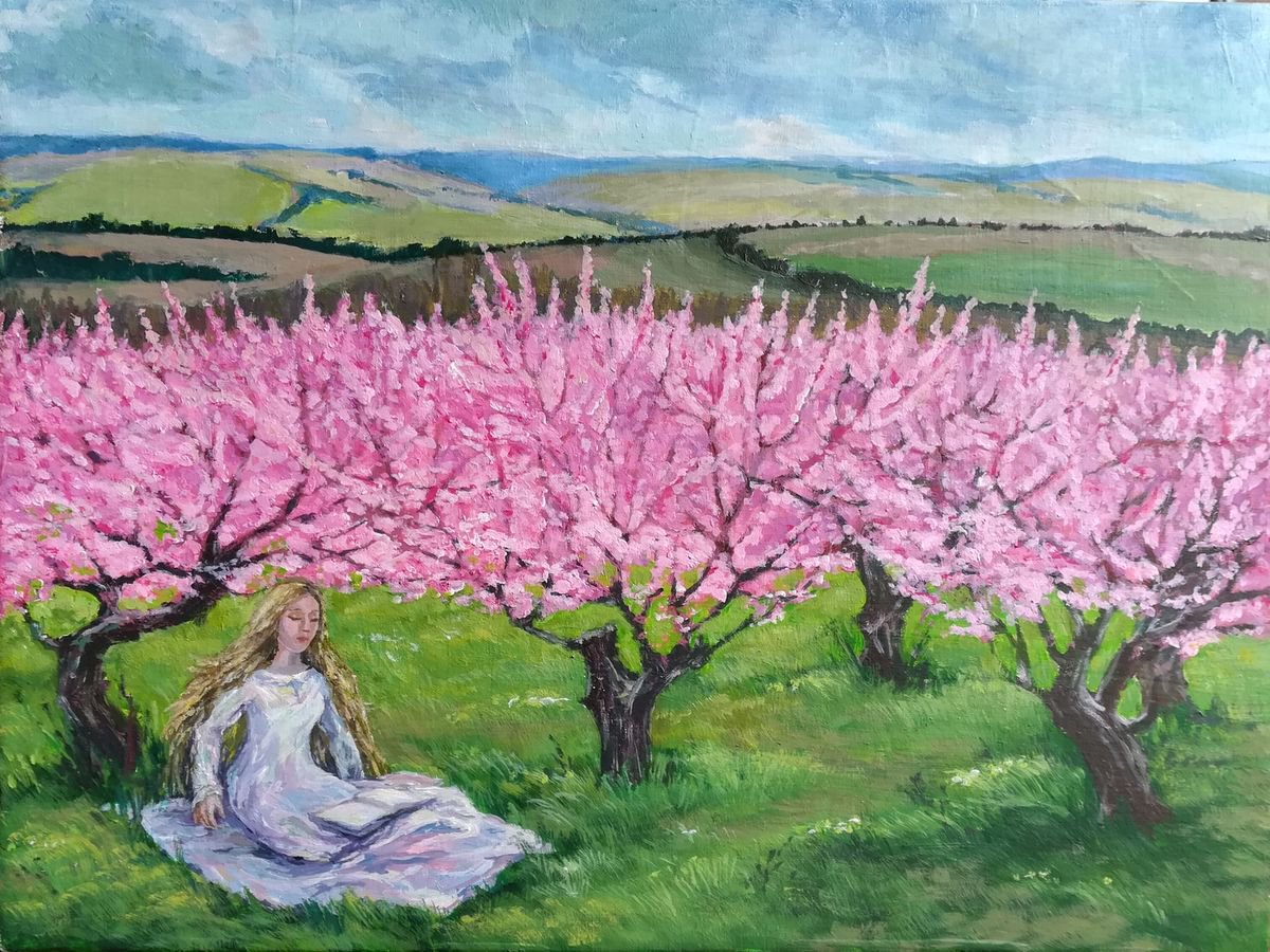 Among the blooming peach trees by Anastasia Zabrodina