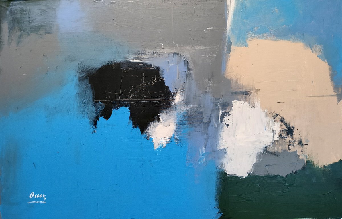 Abstract Acrylic Painting By Oscar Alvarez Pardo, 60 X 39", Intuition, Original Artwork