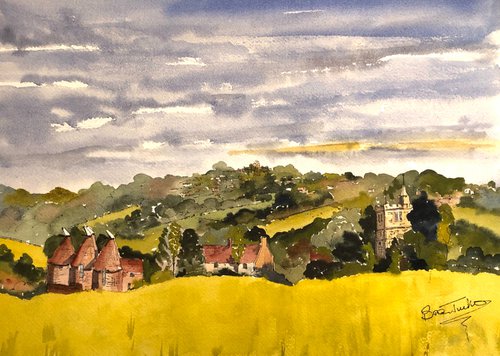 From the Rapeseed fields at Horsmonden towards Goudhurst by Brian Tucker