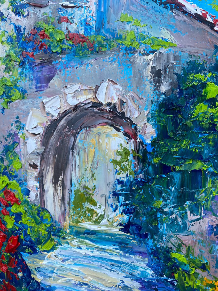 Old Italian patio with flowers Oil painting: Oksana Fedorova