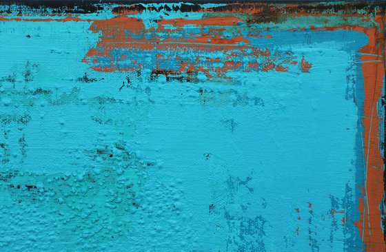 CARIBBEAN MOOD - 120 x 80 CM - TEXTURED ACRYLIC PAINTING ON CANVAS * TURQUOISE ORANGE