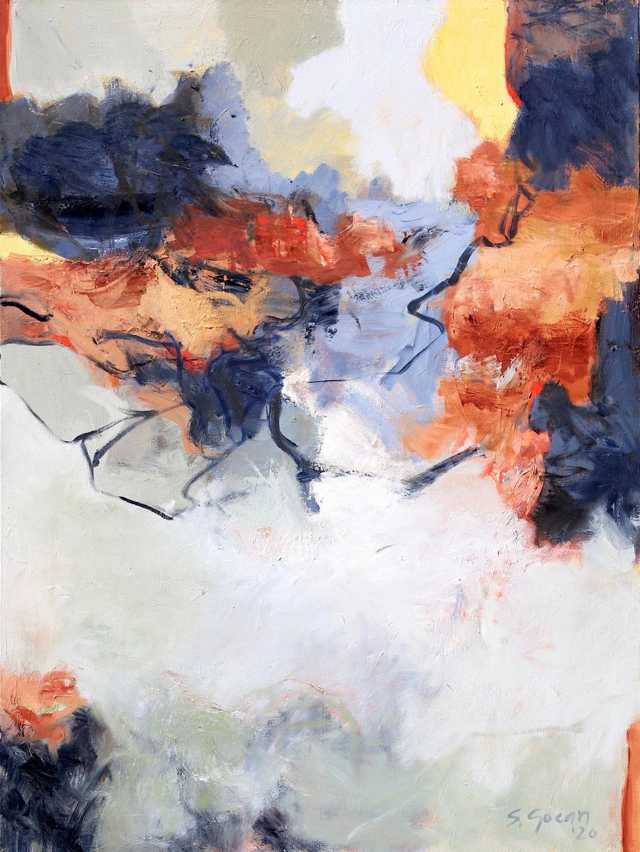 Abstract Oil Painting By Simona Gocan, 30 X 40", 