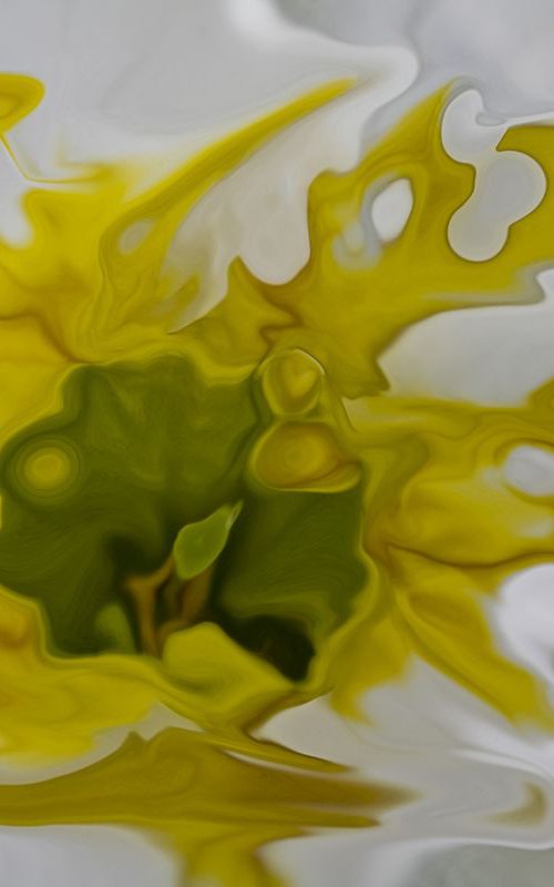 green yellow floating shape by Bruno Paolo Benedetti