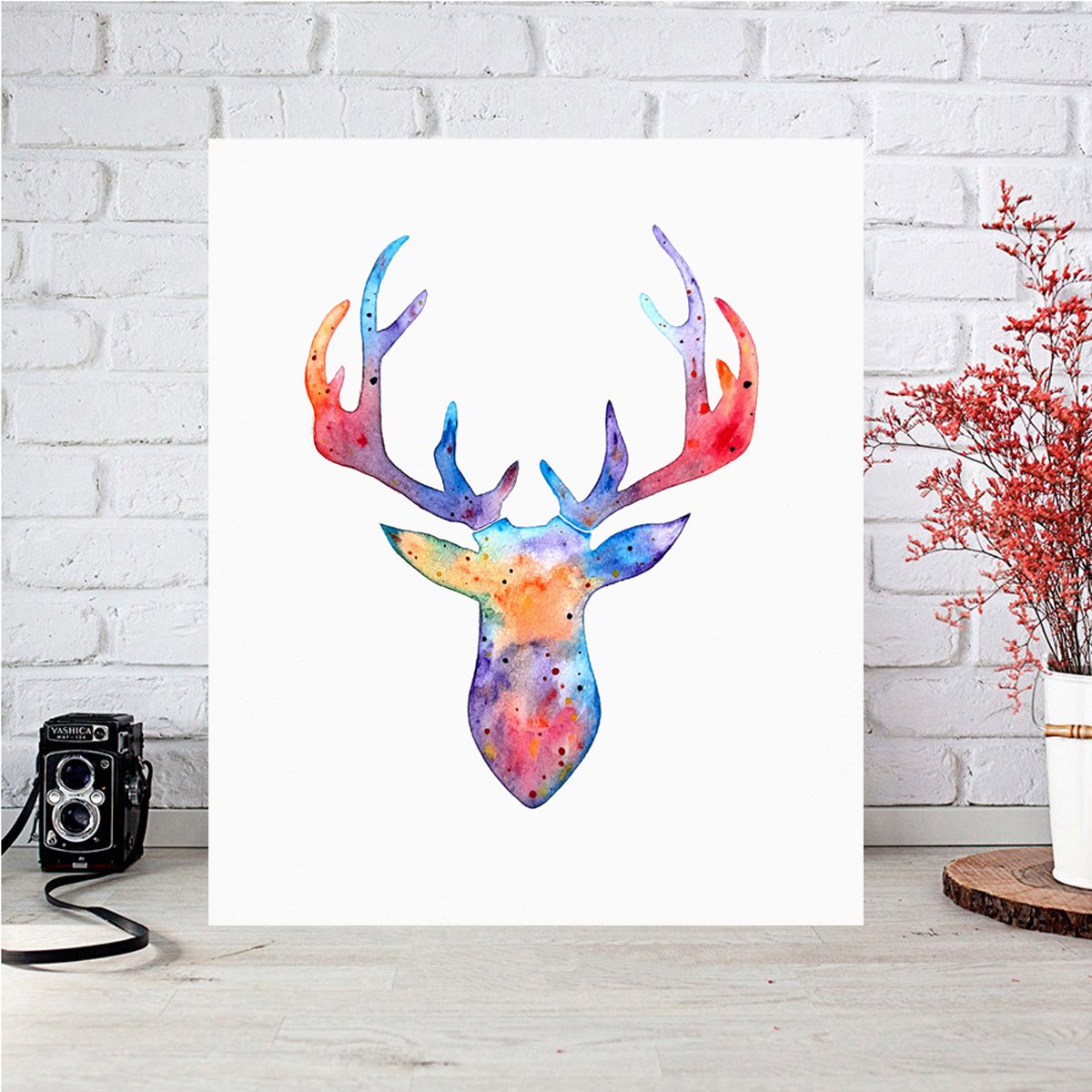 Illustrative Watercolour , Deer Art By Luba Ostroushko, 13 X 11, Artwork For Sale On Artfinder