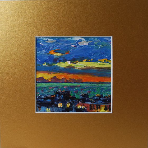'THE SUN BEYOUND HORIZON' - Miniatur Painting under Mat