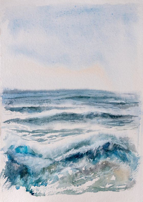 "Ocean Diary, October 8th, 2019" mixed-media painting