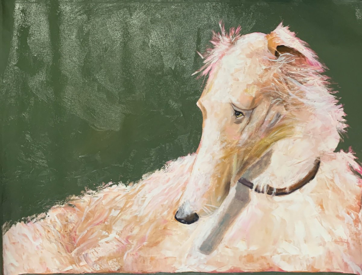Impressionistic Animal Oil Painting By Vita Schagen, 31 X 24", Greyhound., Original Artwork