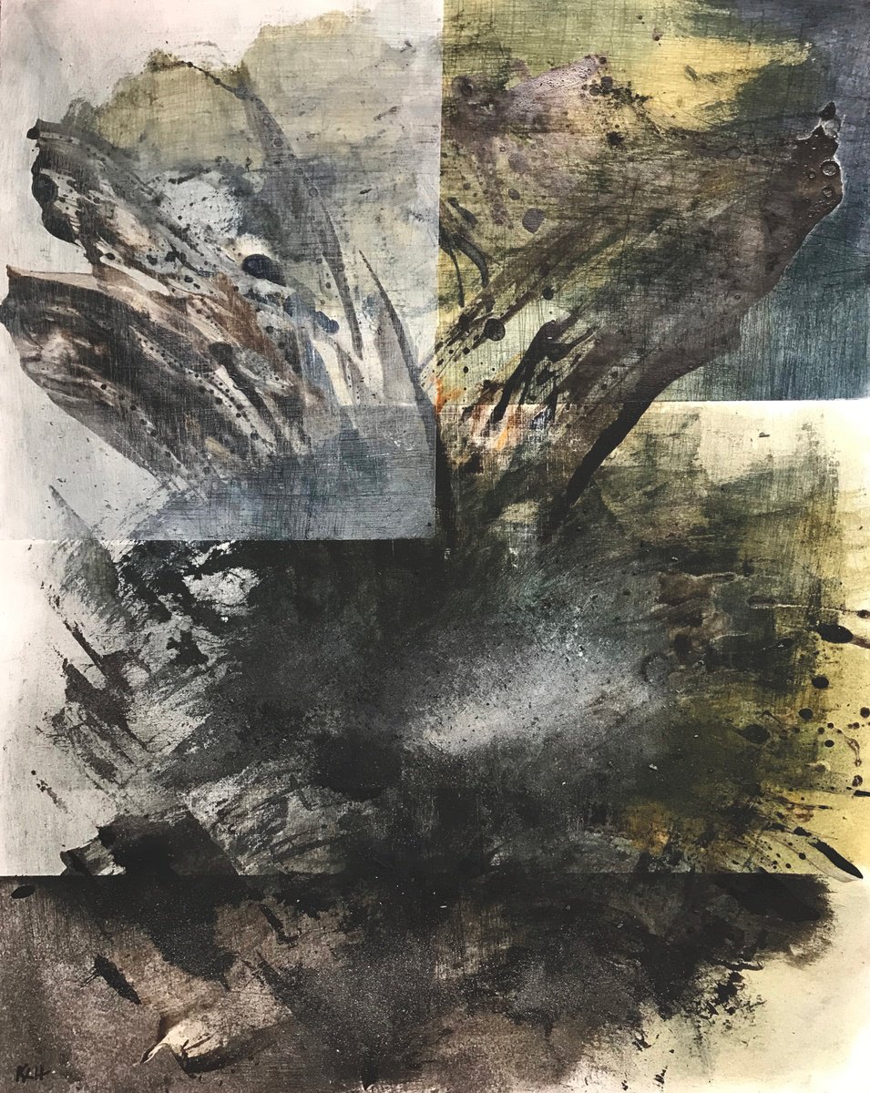 Organic Abstract Oil Painting By Kris Haas, 19 X 24", Worn & Torn #6, Original Artwork