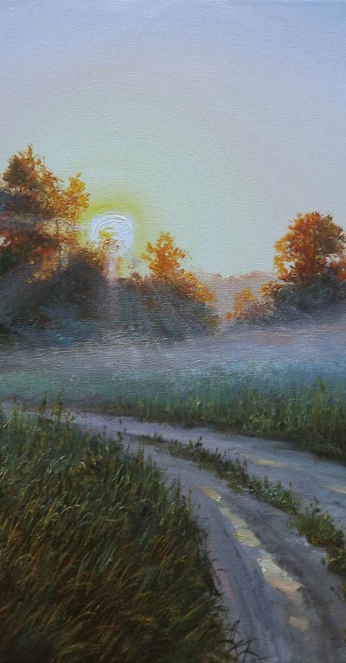 Misty Country Road by Oleg Riabchuk
