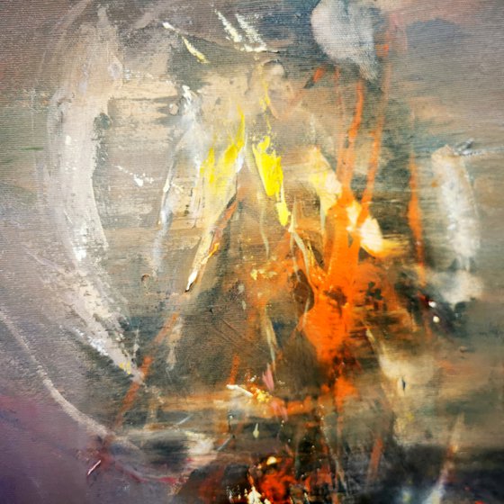 Framed Beautiful Enigmatic Burning Flowers Still Life Painting By O KLOSKA