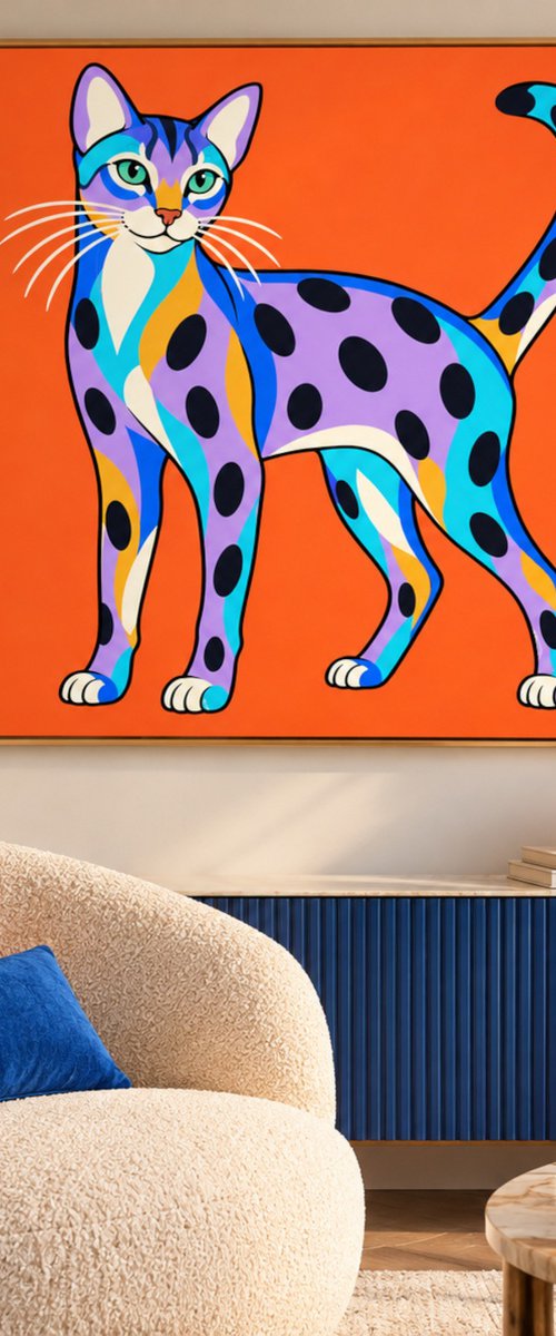 Colorful Egyptian Mau Cat #37 by Marina Krylova