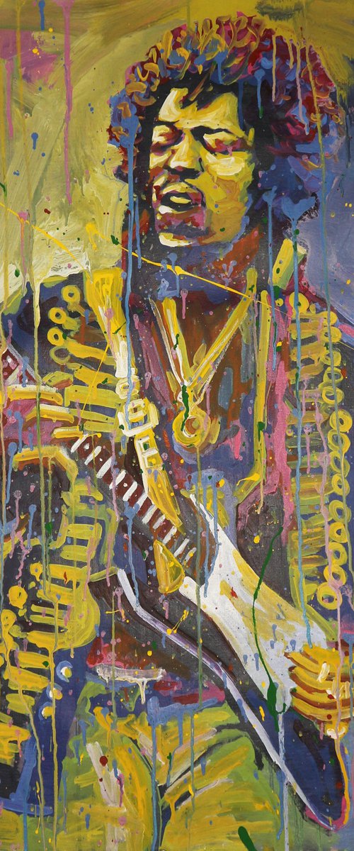Jimi Hendrix Acrylic on canvas 100x80 by Eugene Gorbachenko
