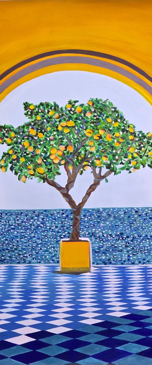 Seascape with lemon tree by Alexandra Djokic