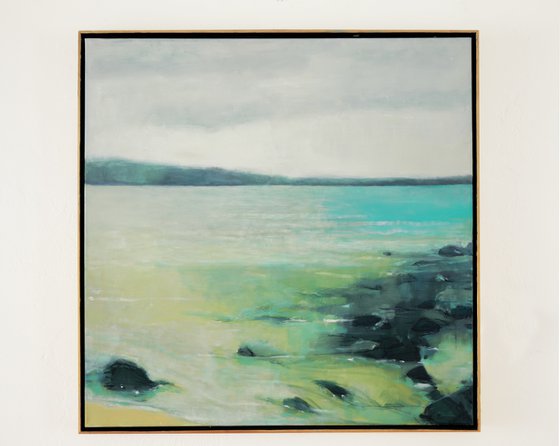 Turquoise Shallow Water 30x30 inch 76x76 cm by Bo Kravchenko