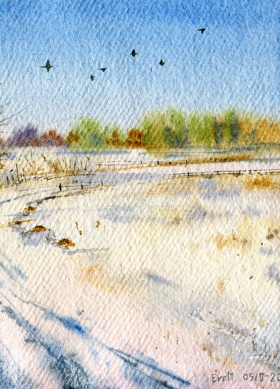 Spring soon. Original watercolor artwork.