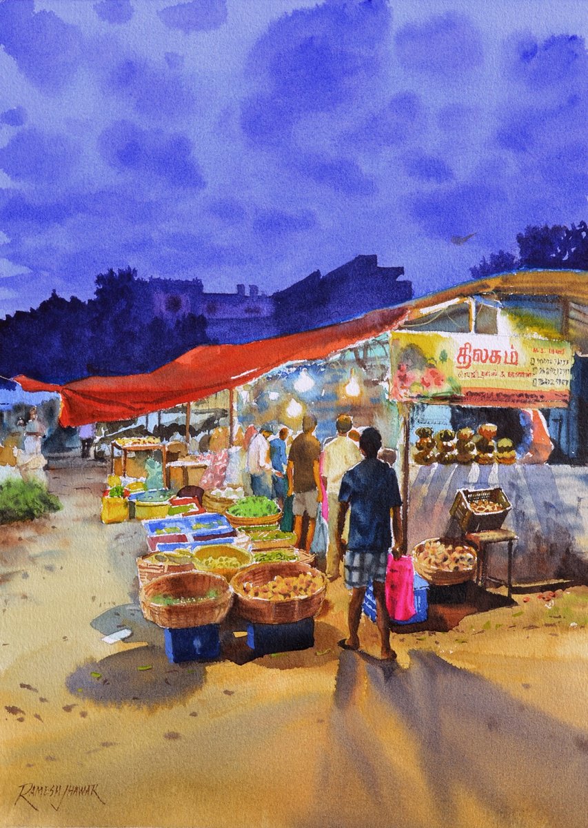 Shopping under the azure skies by Ramesh Jhawar