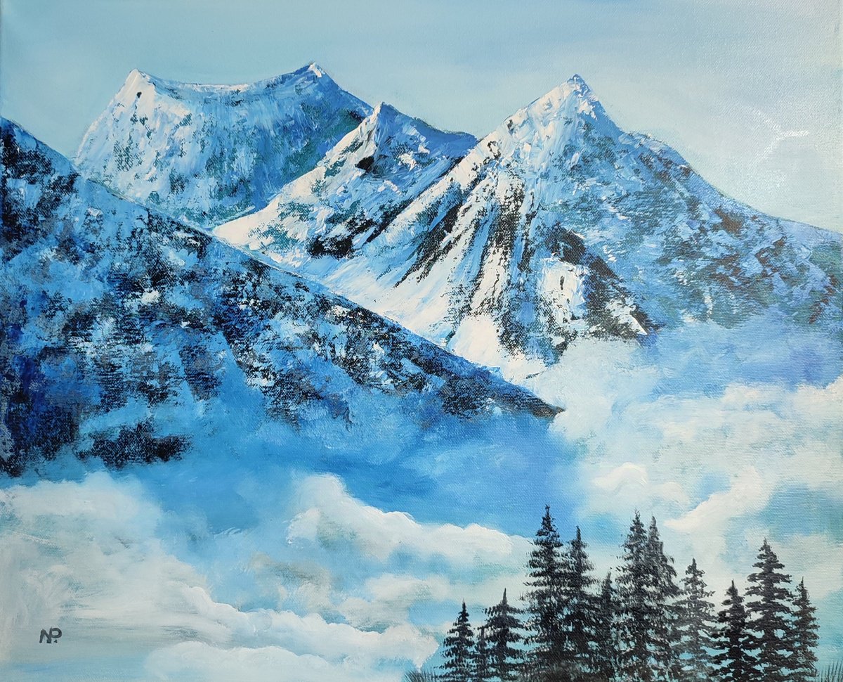 Impressionistic Landscape Oil Painting By Nataliia Plakhotnyk, 22 X 18", Somewhere In Mountains, Original Artwork