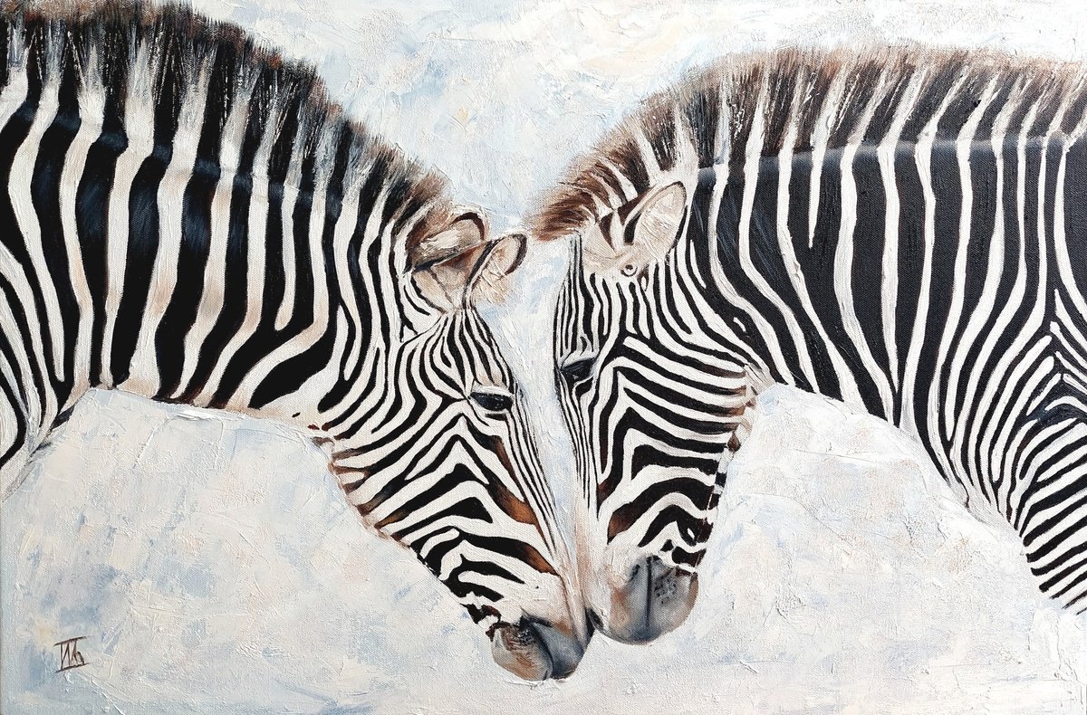 Soft Touch. White-Black Zebras #11 by Ira Whittaker