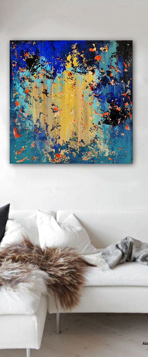 100x100cm. / abstract painting / Abstract 21105 by Alex Senchenko
