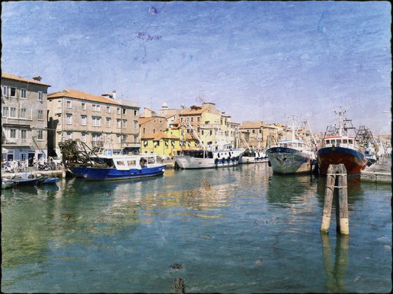 Venice sister town Chioggia in Italy - 60x80x4cm print on canvas 01063m2 READY to HANG