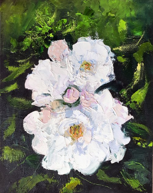 Roses in Garden /  ORIGINAL OIL PAINTING by Salana Art Gallery