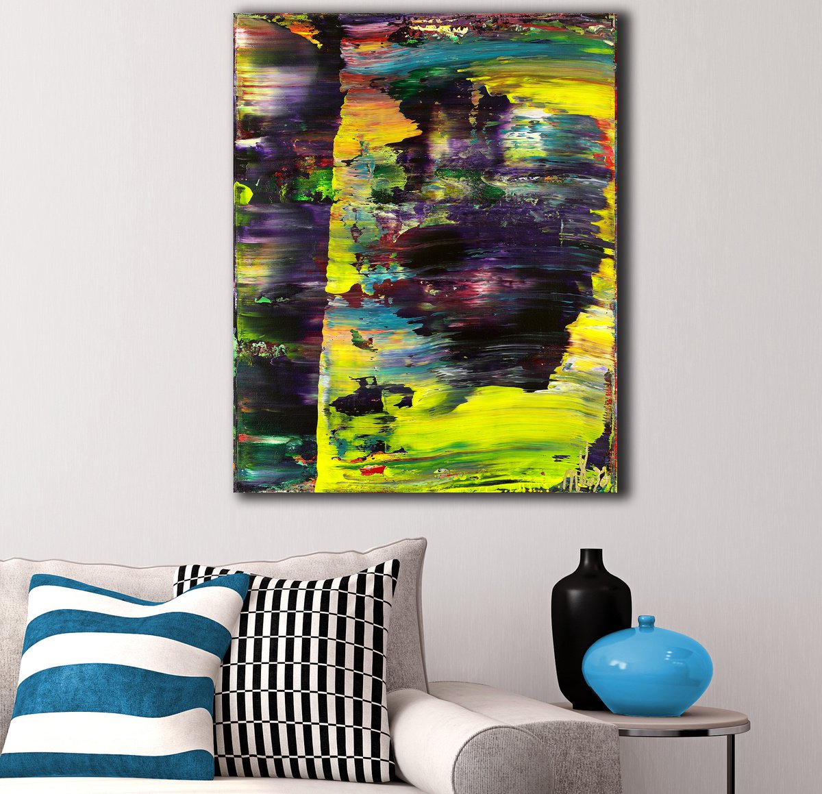 Abstract Acrylic Painting By Nestor Toro, 16 X 20", Split Panorama 1, Original Artwork