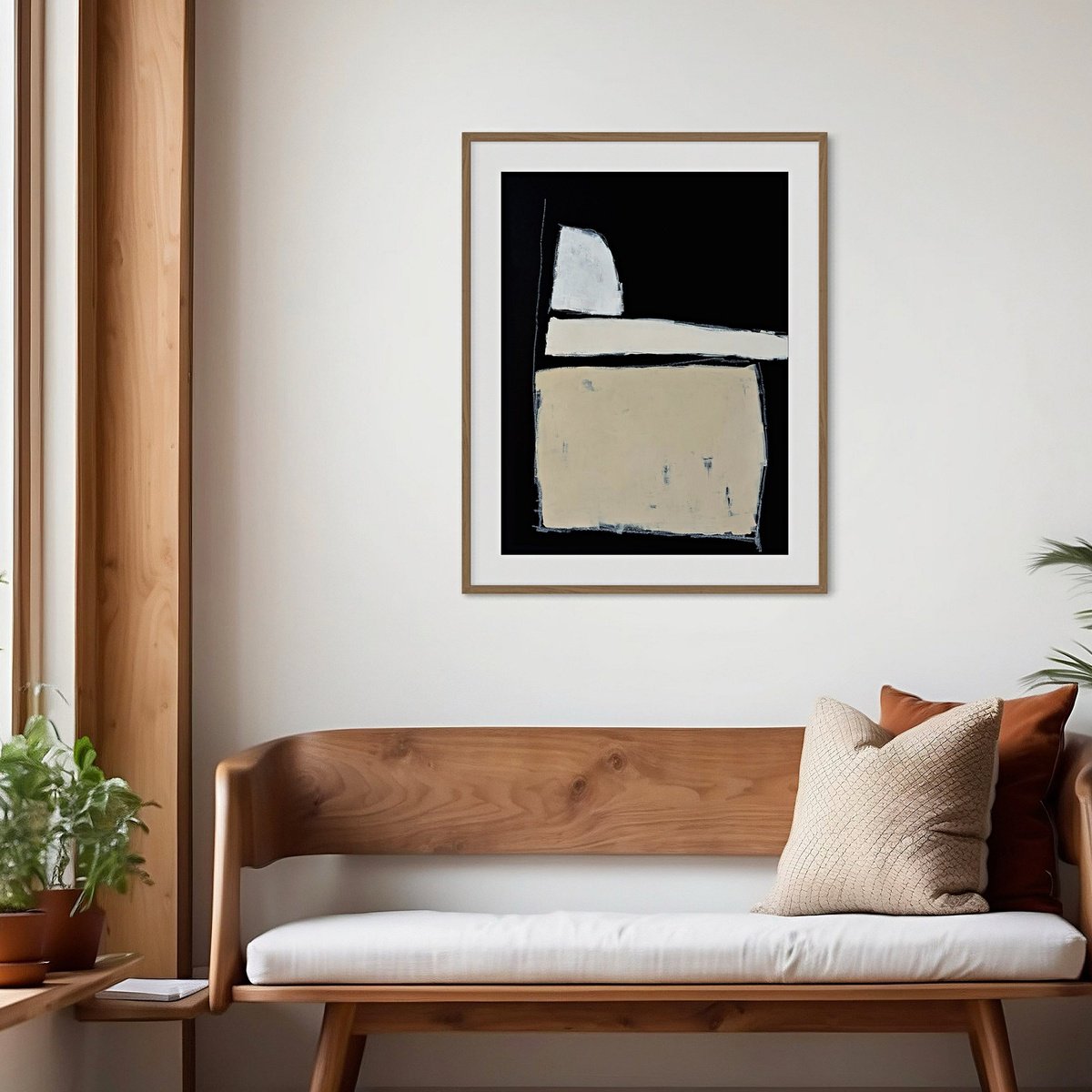 Geometric Abstract Painting By Andrea Reichhart, 20 X 28, Noir Series No2, Original Artwork