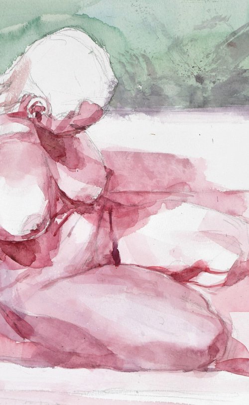 Bathing woman by Goran Žigolić Watercolors