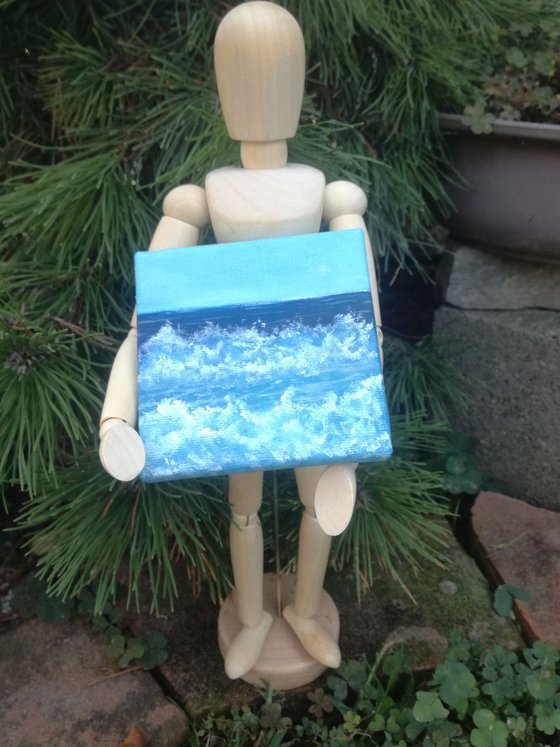 Miniature wave seascape #31 - Easel included