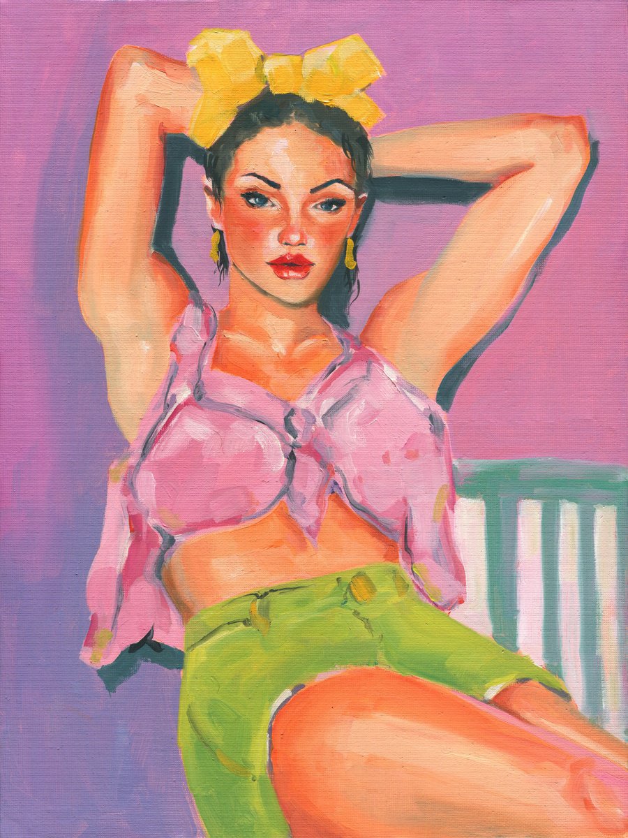 Impressionistic Portrait Oil Painting By Oleksii Iakurin, 12 X 16", Fierce, Original Artwork