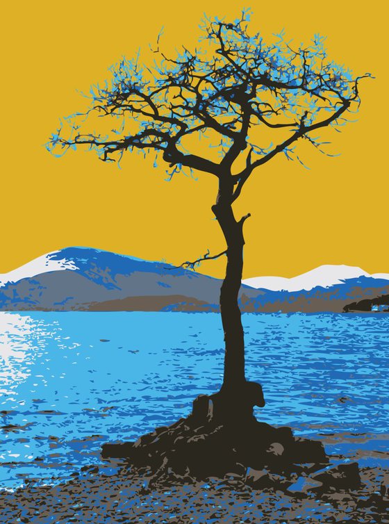 TREE ON LOCH LOMOND SHORE